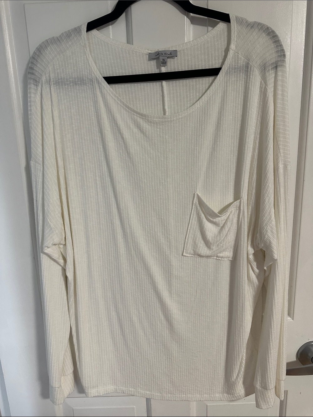 white birch Ribbed Long Sleeve Tee in Cream